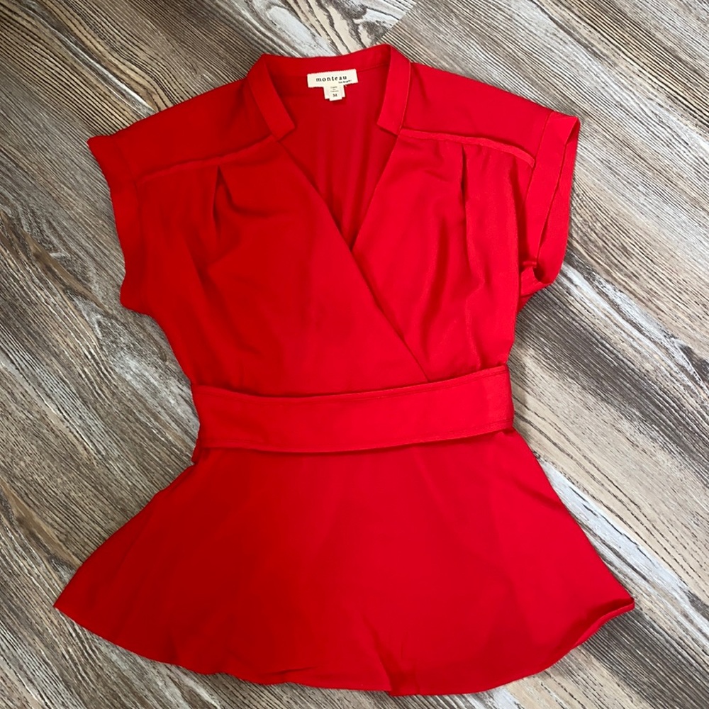 Red Dressy Top By monteau